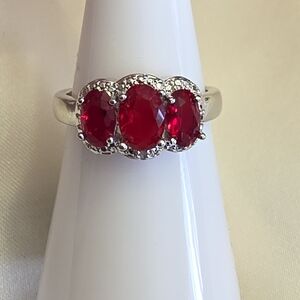 Lab-created Ruby Silvertone Ring Size 8